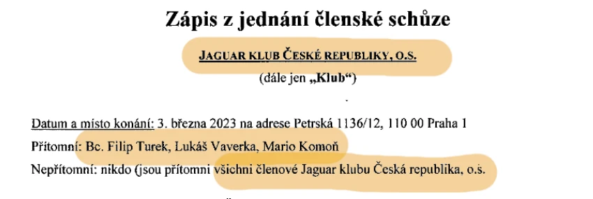 Zápis s členské schůze